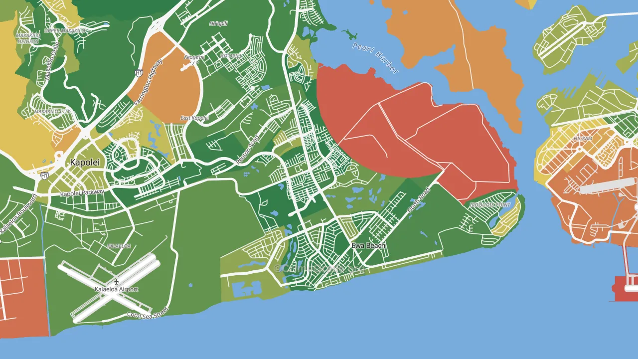 Ewa, Ewa Beach, HI Map of Arson Rates