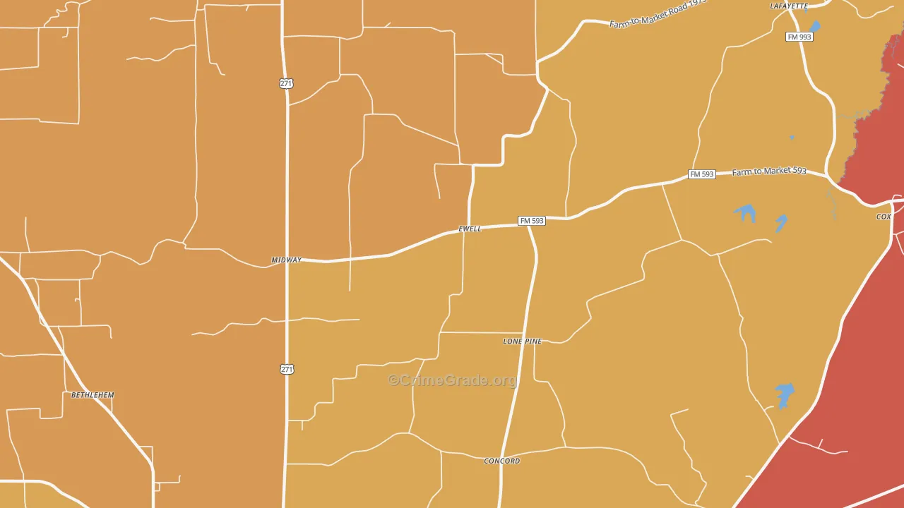 Ewell, TX Map of Arson Rates