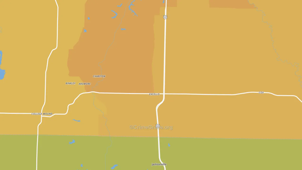 Excello, MO Map of Arson Rates