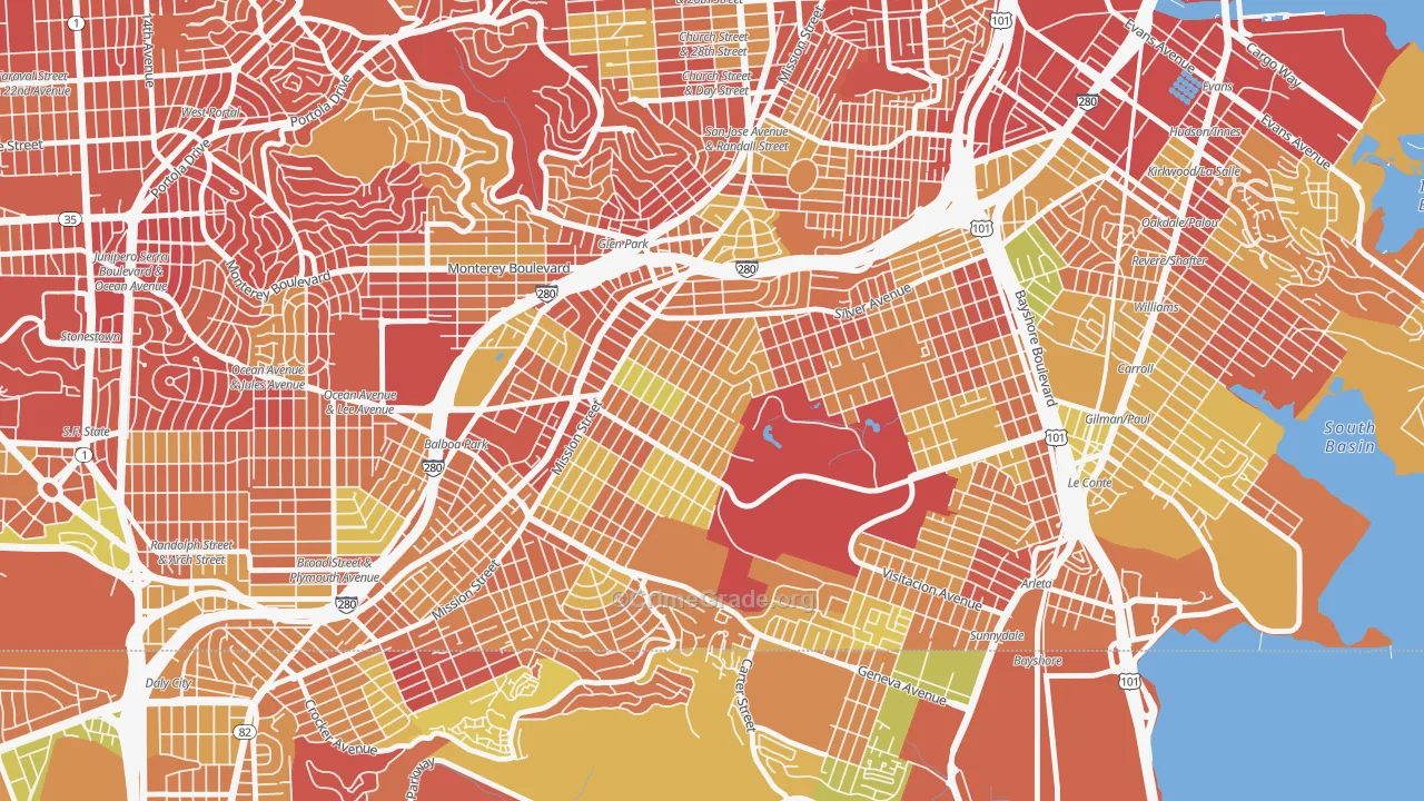 Excelsior, San Francisco, CA Map of Arson Rates