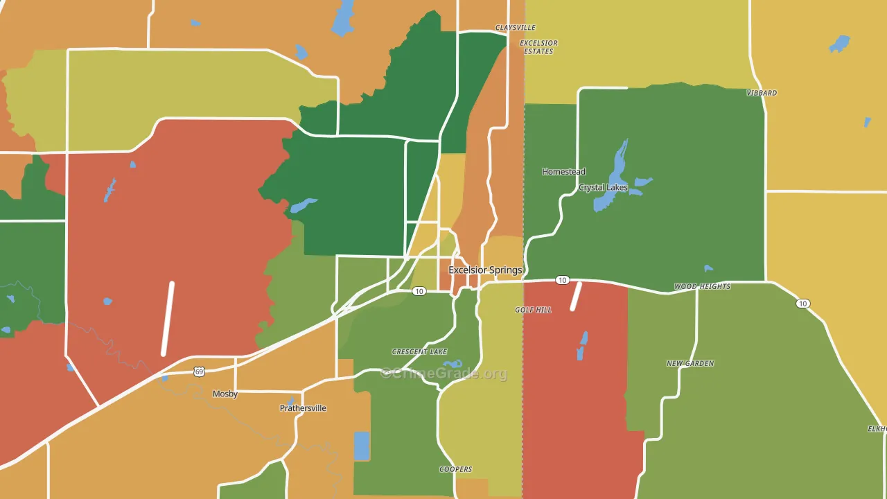 Excelsior Springs, MO Map of Arson Rates