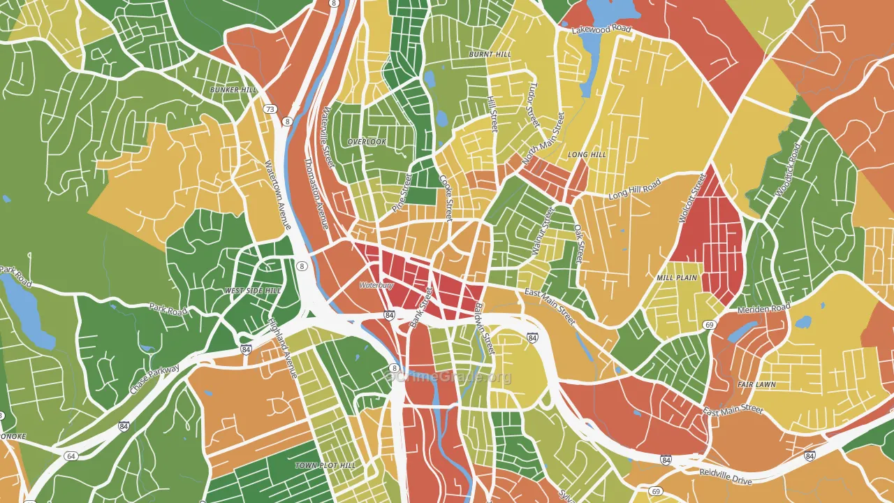 Exchange Place, Waterbury, CT Map of Arson Rates