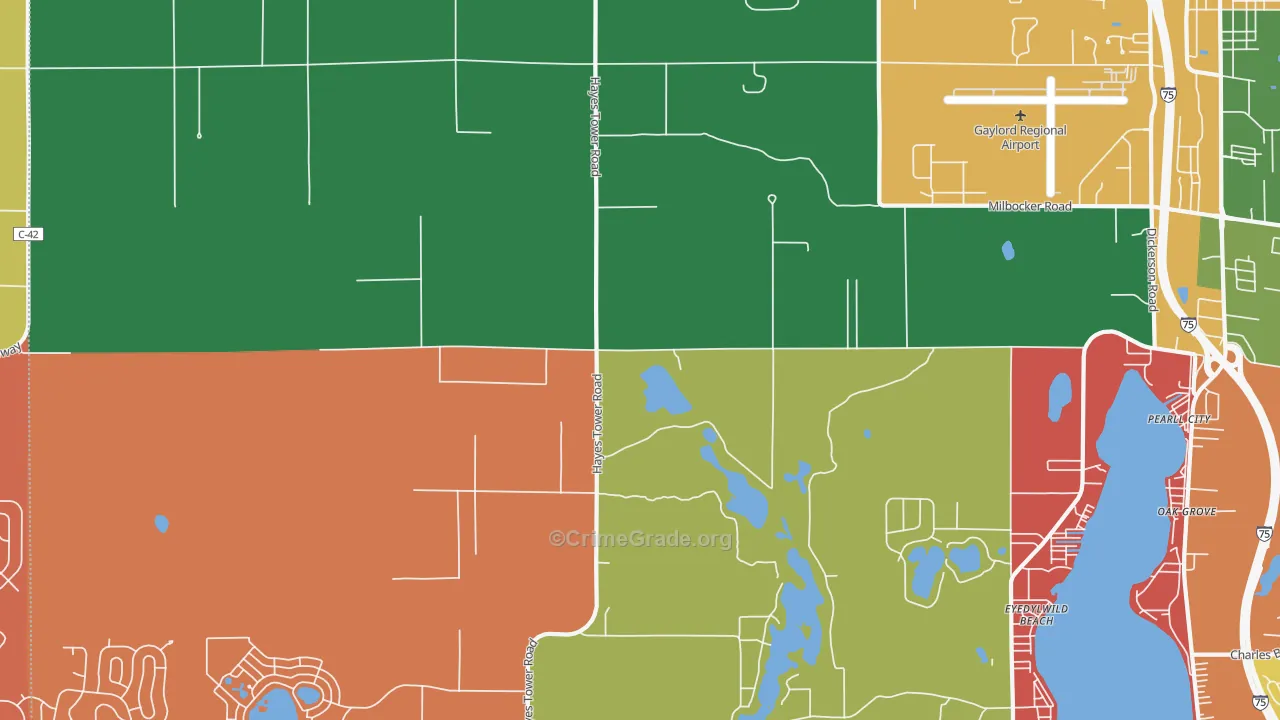Eyedylwild Beach, MI Map of Arson Rates
