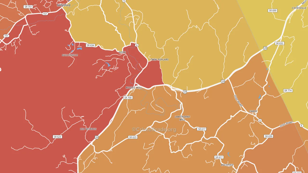 Faber, VA Map of Arson Rates