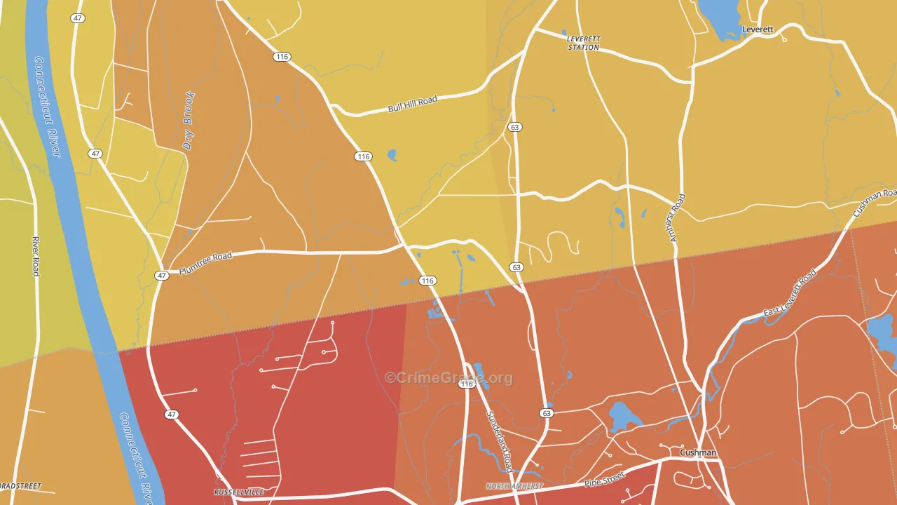 Factory Hollow, MA Map of Arson Rates