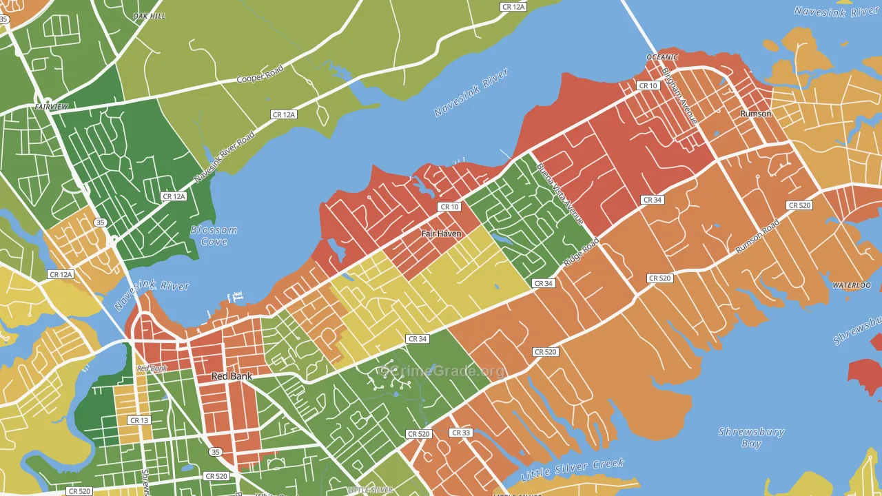 Fair Haven, NJ Map of Arson Rates