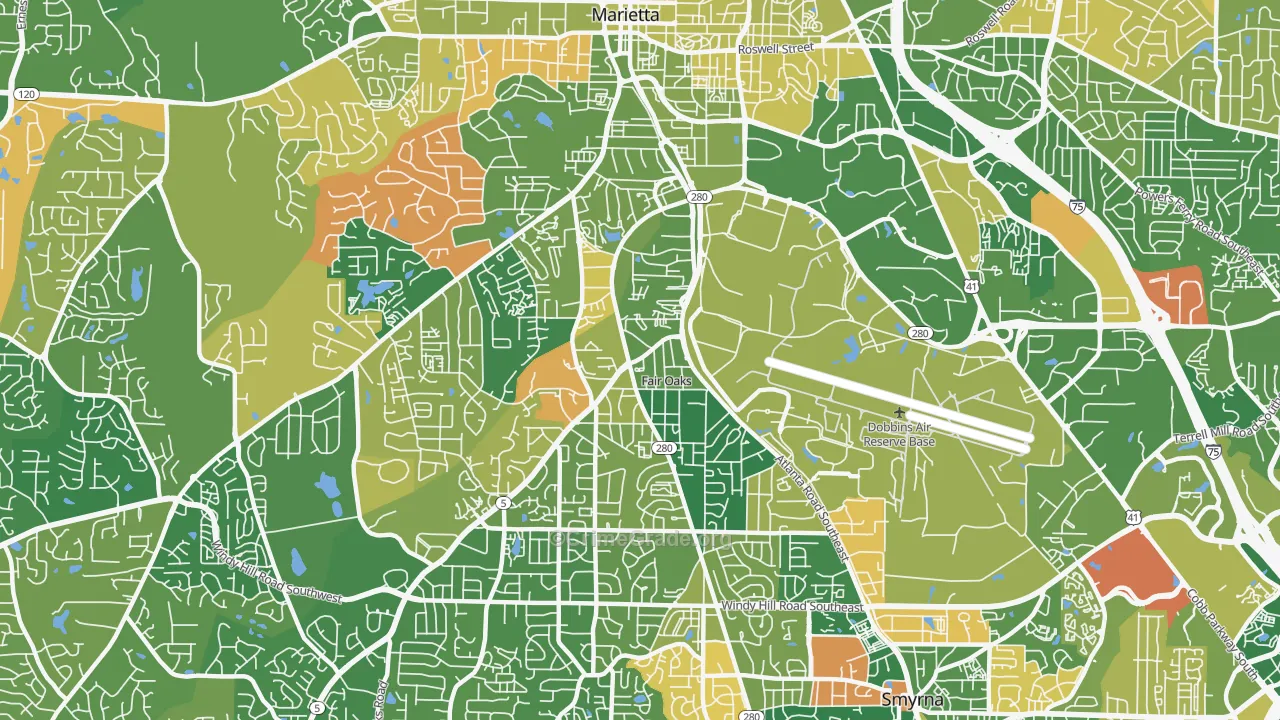 Fair Oaks, GA Map of Arson Rates