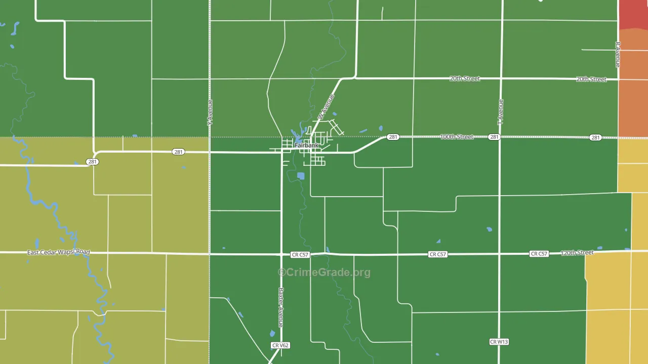 Fairbank, IA Map of Arson Rates