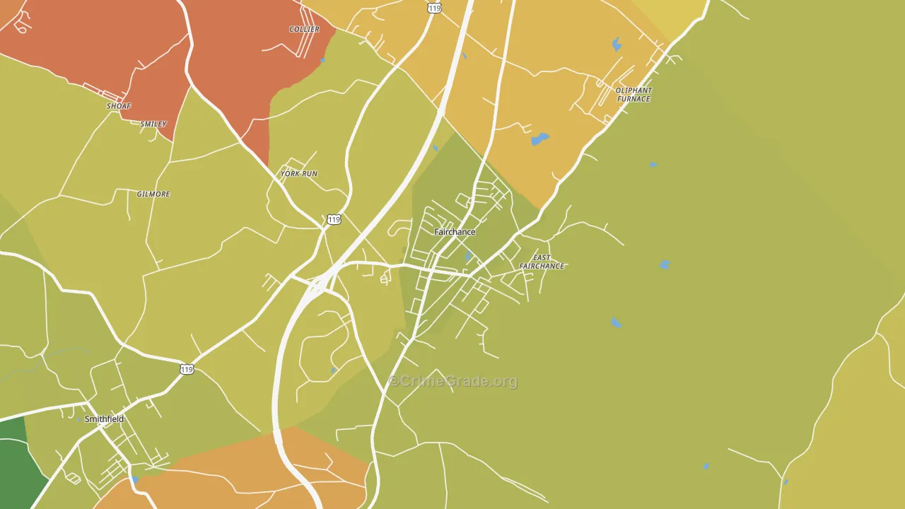 Fairchance, PA Map of Arson Rates