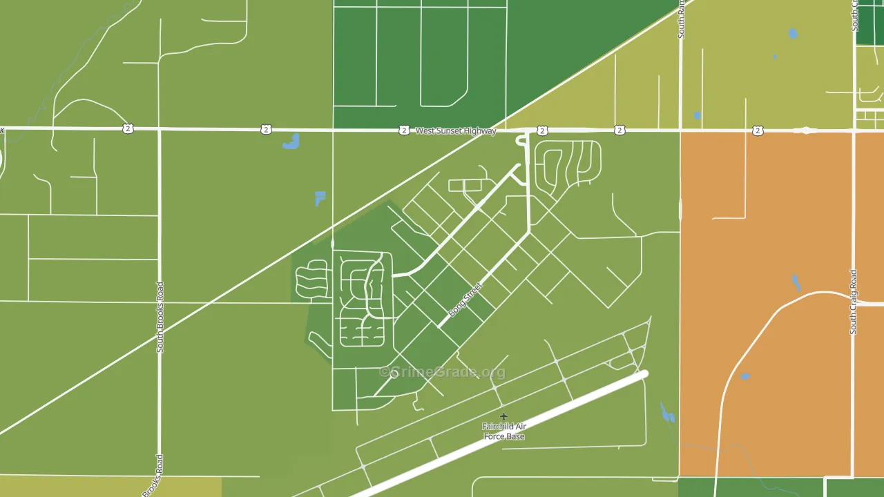 Fairchild AFB, WA Map of Arson Rates