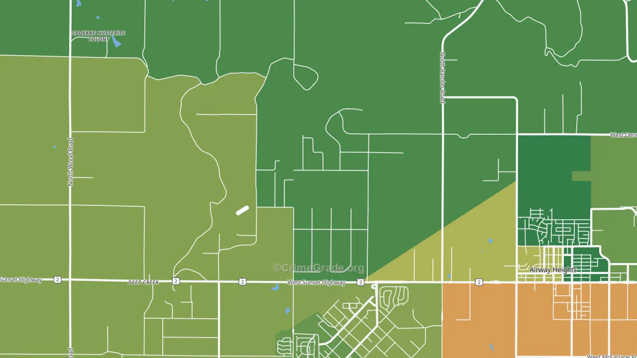 Fairchild Air Force Base, WA Map of Arson Rates