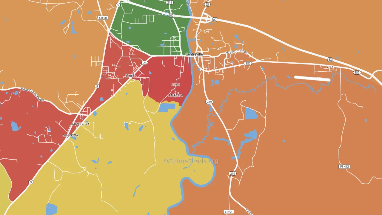 Fairdale, AL Map of Arson Rates