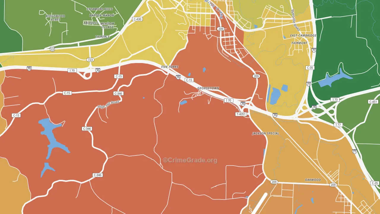 Fairdale, OH Map of Arson Rates
