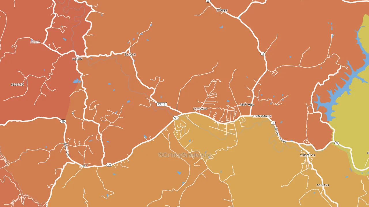 Fairdale, WV Map of Arson Rates