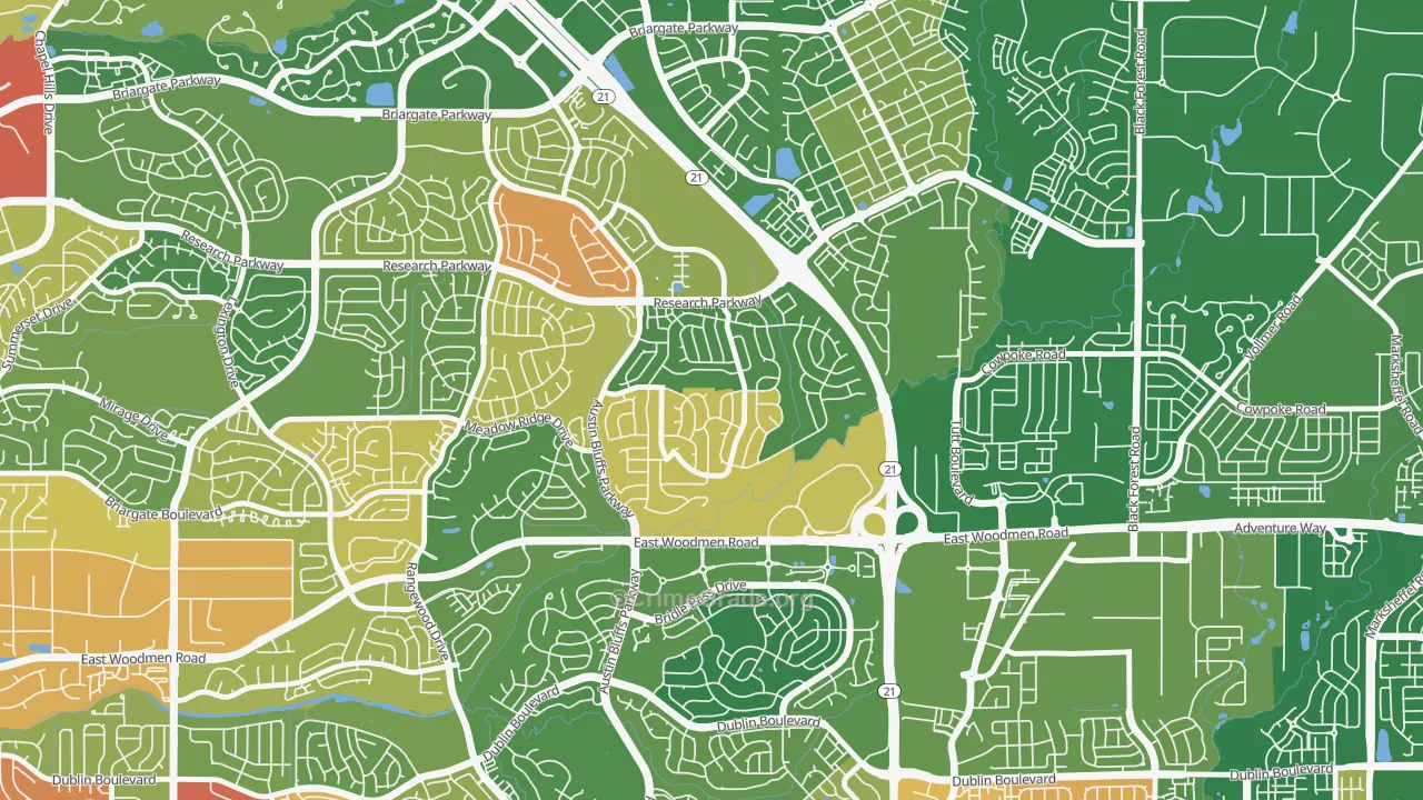 Fairfax, Colorado Springs, CO Map of Arson Rates