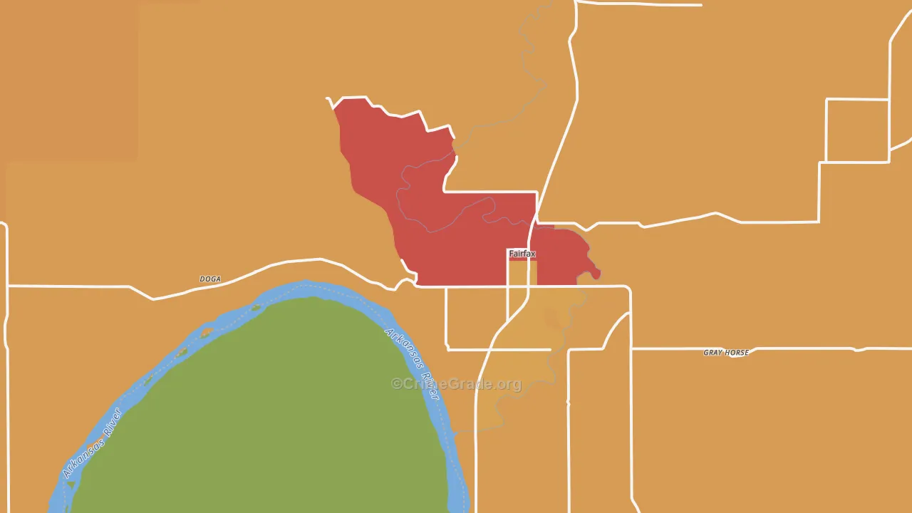 Fairfax, OK Map of Arson Rates