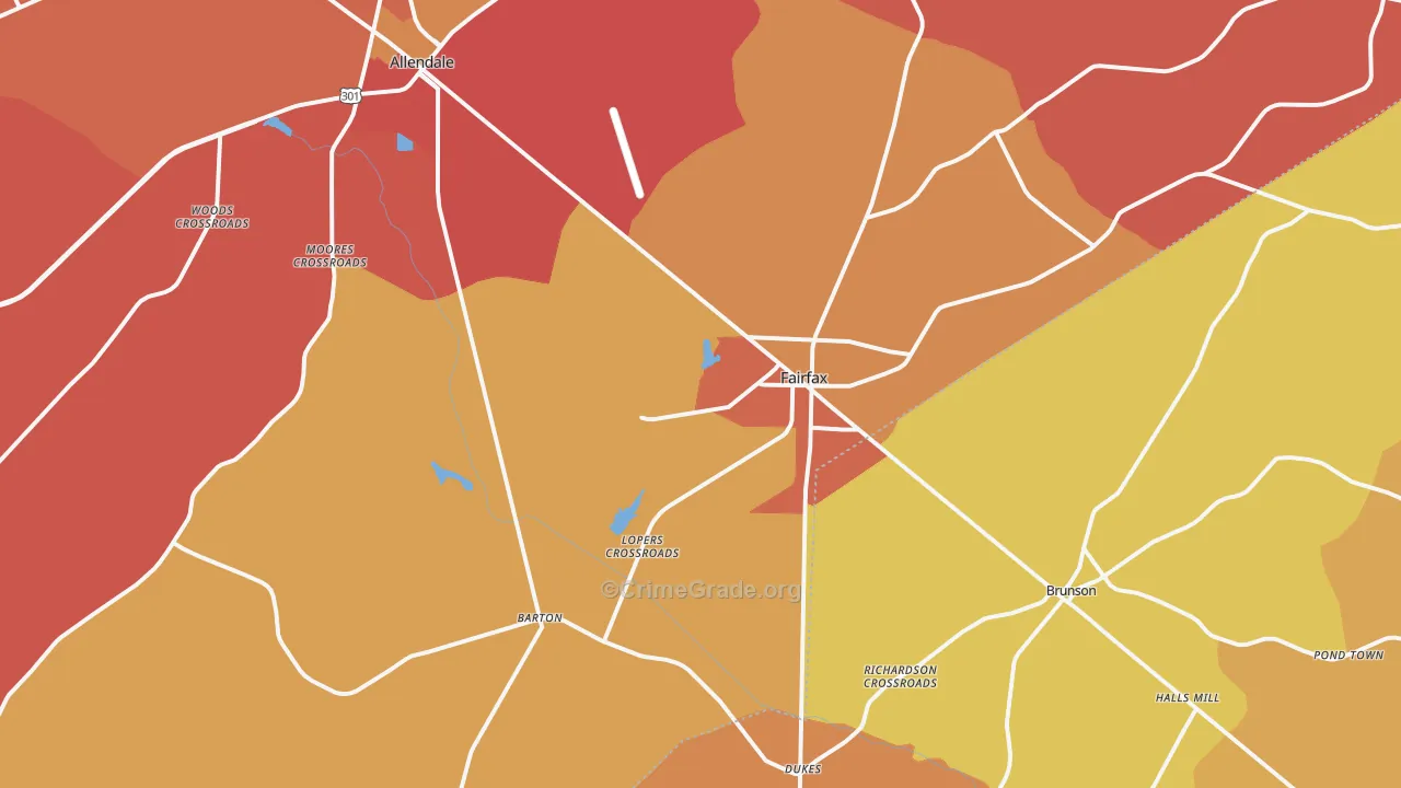 Fairfax, SC Map of Arson Rates