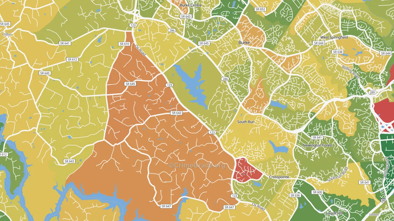 Fairfax Station, VA Map of Arson Rates