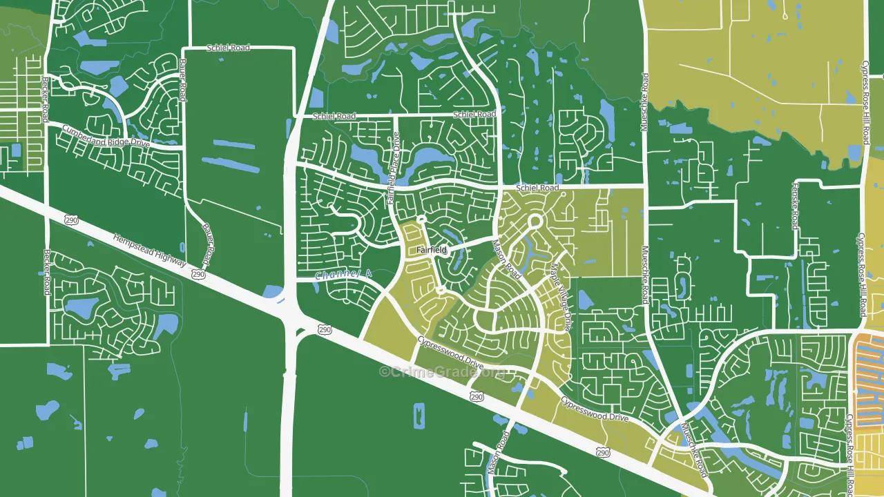 Fairfield, Cypress, TX Map of Arson Rates