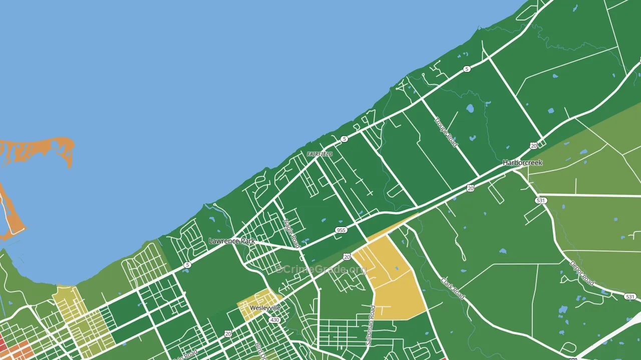 Fairfield, Erie, PA Map of Arson Rates