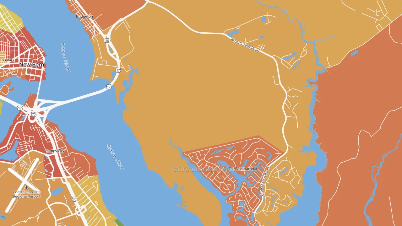 Fairfield Harbour, NC Map of Arson Rates