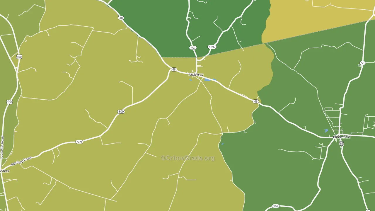 Fairfield, KY Map of Arson Rates