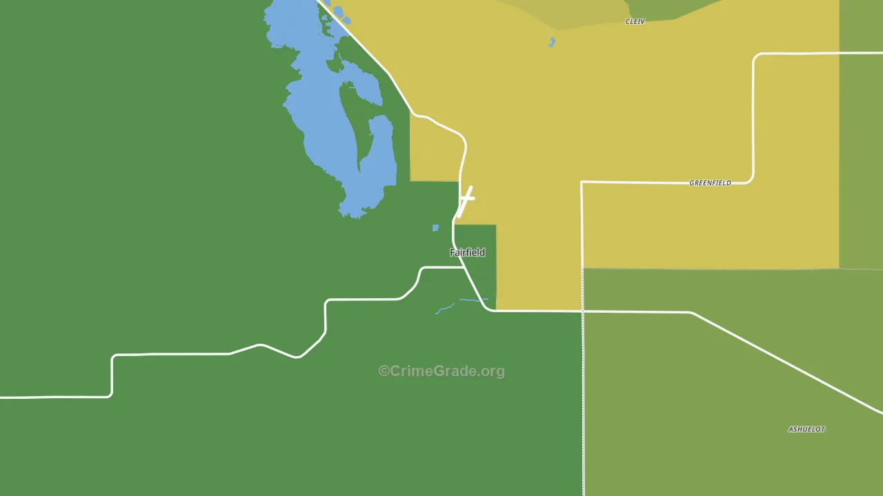 Fairfield, MT Map of Arson Rates