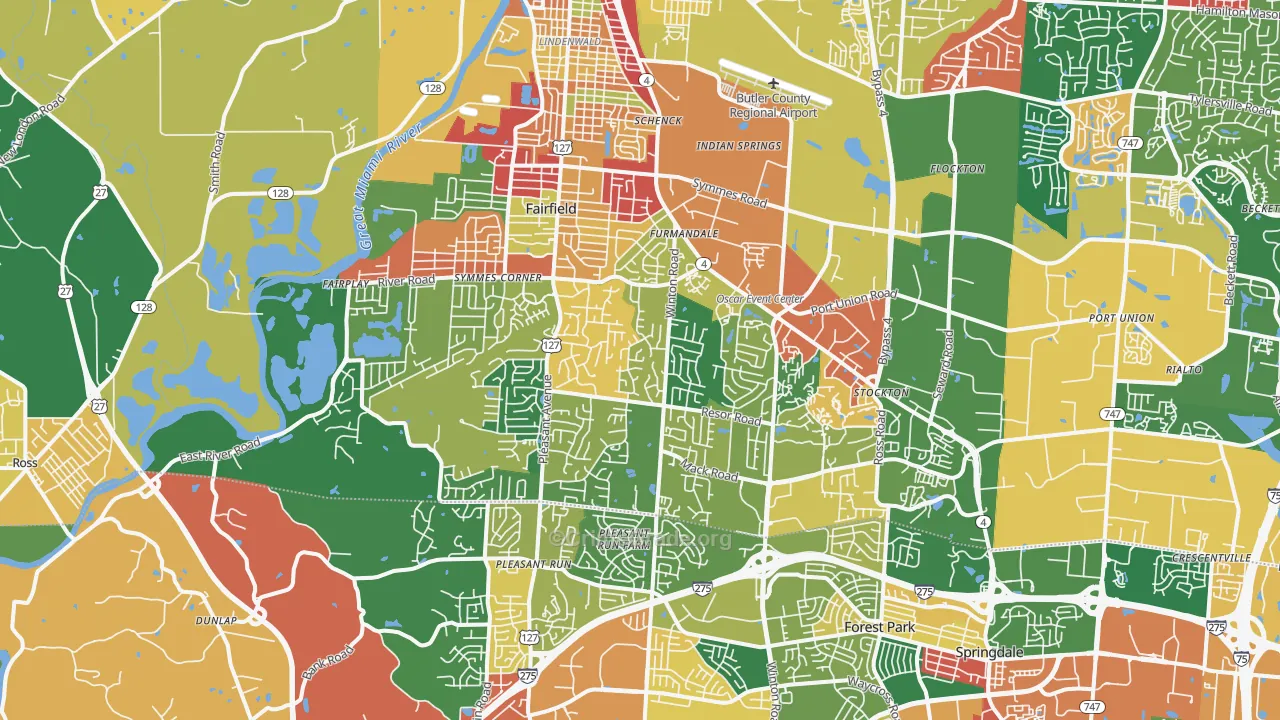 Fairfield, OH Map of Arson Rates