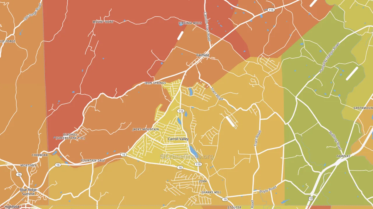Fairfield, PA Map of Arson Rates