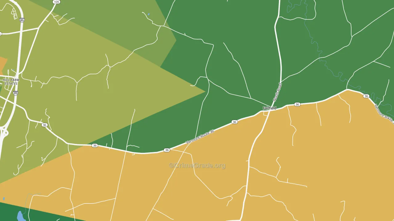 Fairfield, VT Map of Arson Rates