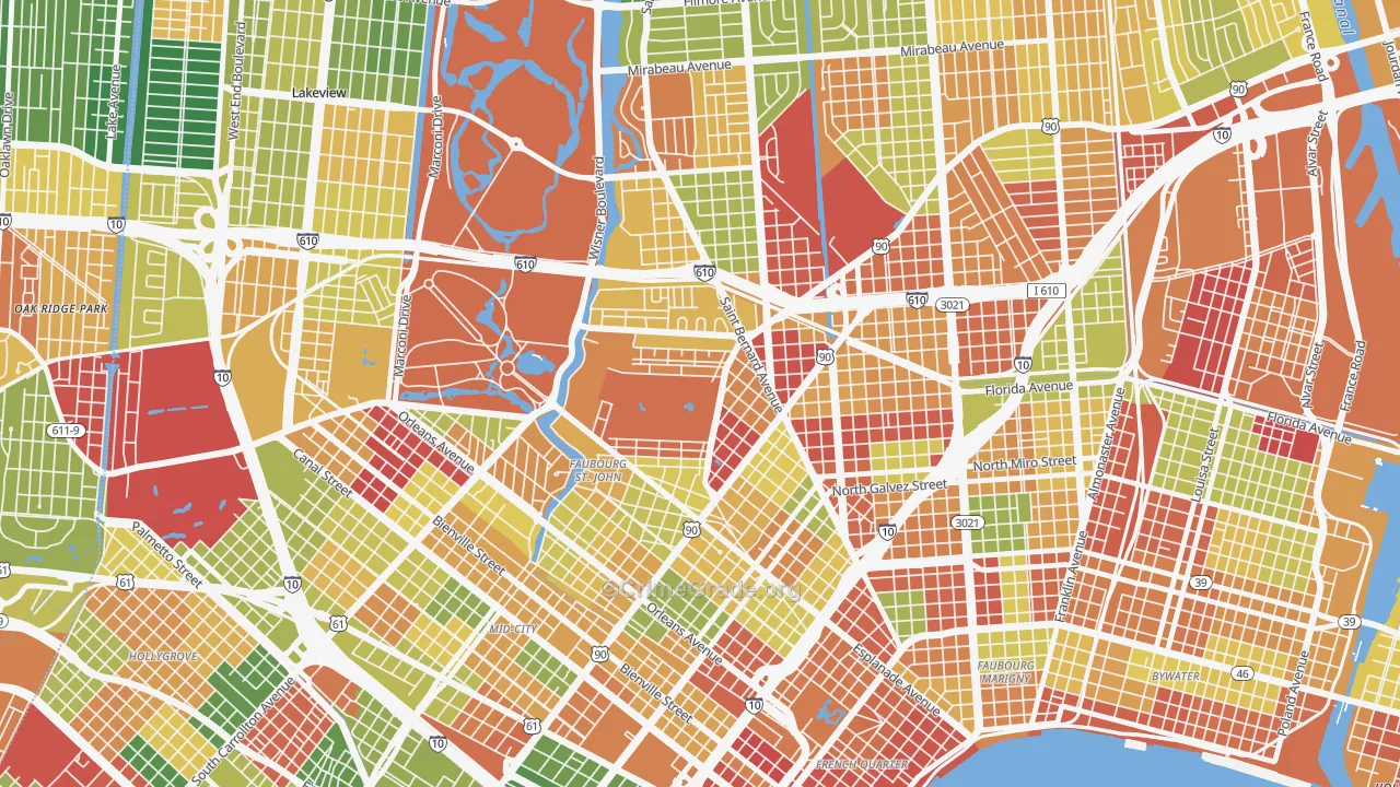 Fairgrounds, New Orleans, LA Map of Arson Rates