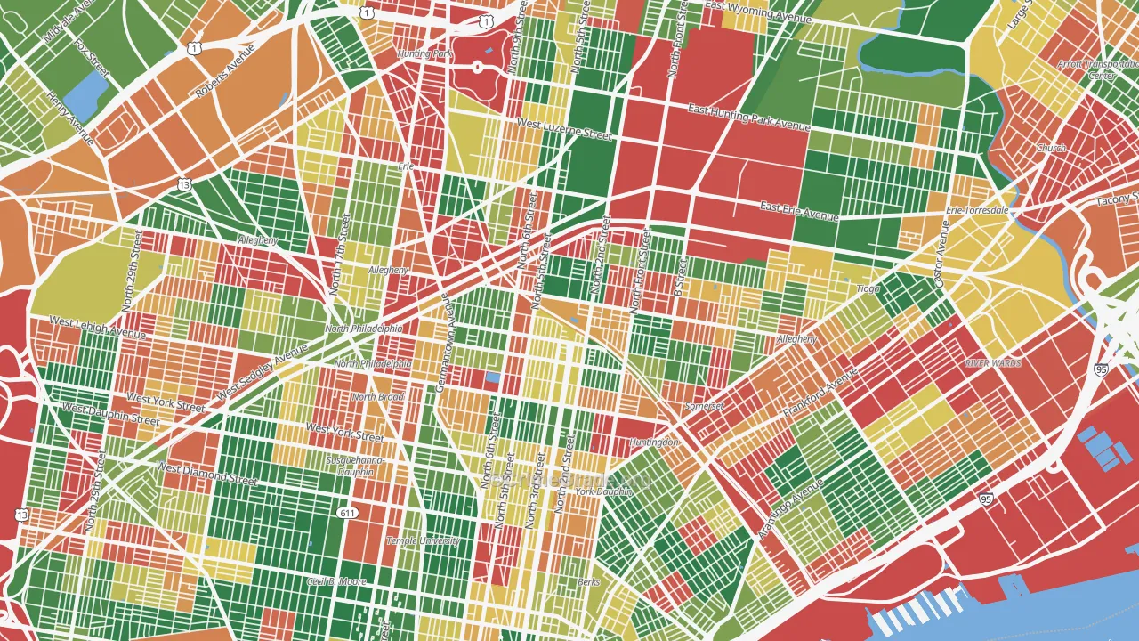 Fairhill, Philadelphia, PA Map of Arson Rates