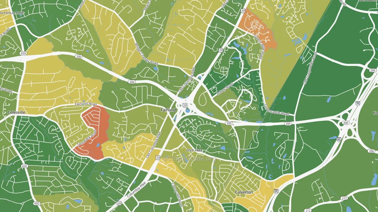 Fairland, MD Map of Arson Rates