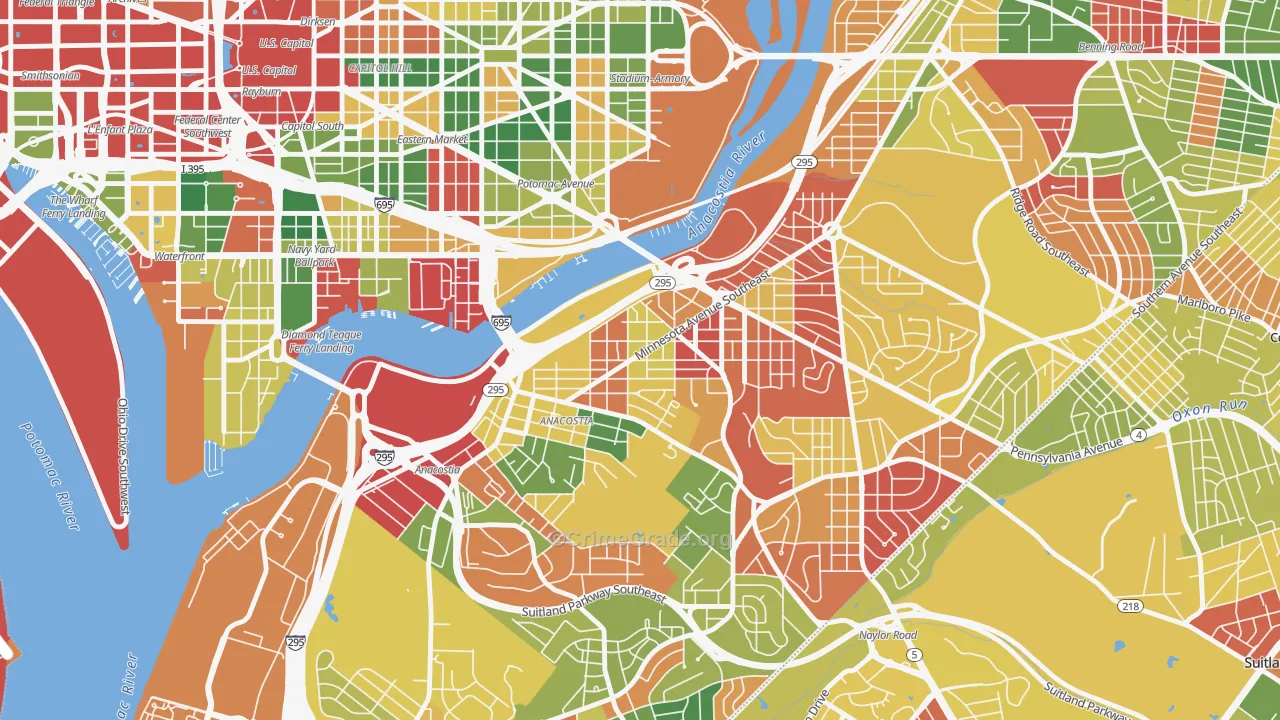Fairlawn, Washington, DC Map of Arson Rates