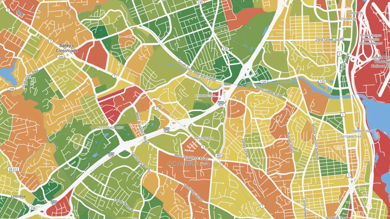 Fairlington-Shirlington, Arlington, VA Map of Arson Rates