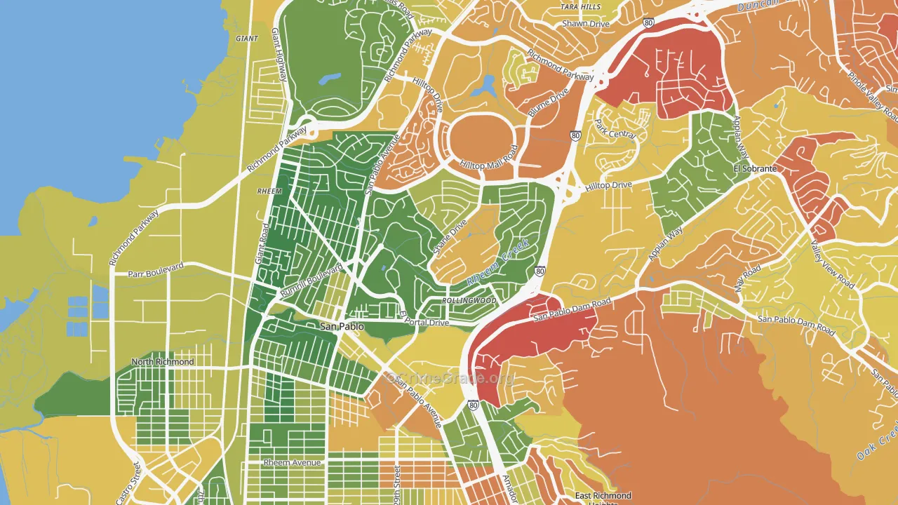 Fairmede-Hilltop, San Pablo, CA Map of Arson Rates