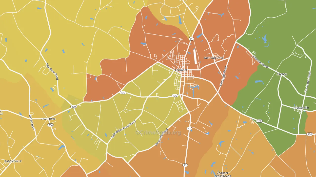 Fairmont, NC Map of Arson Rates