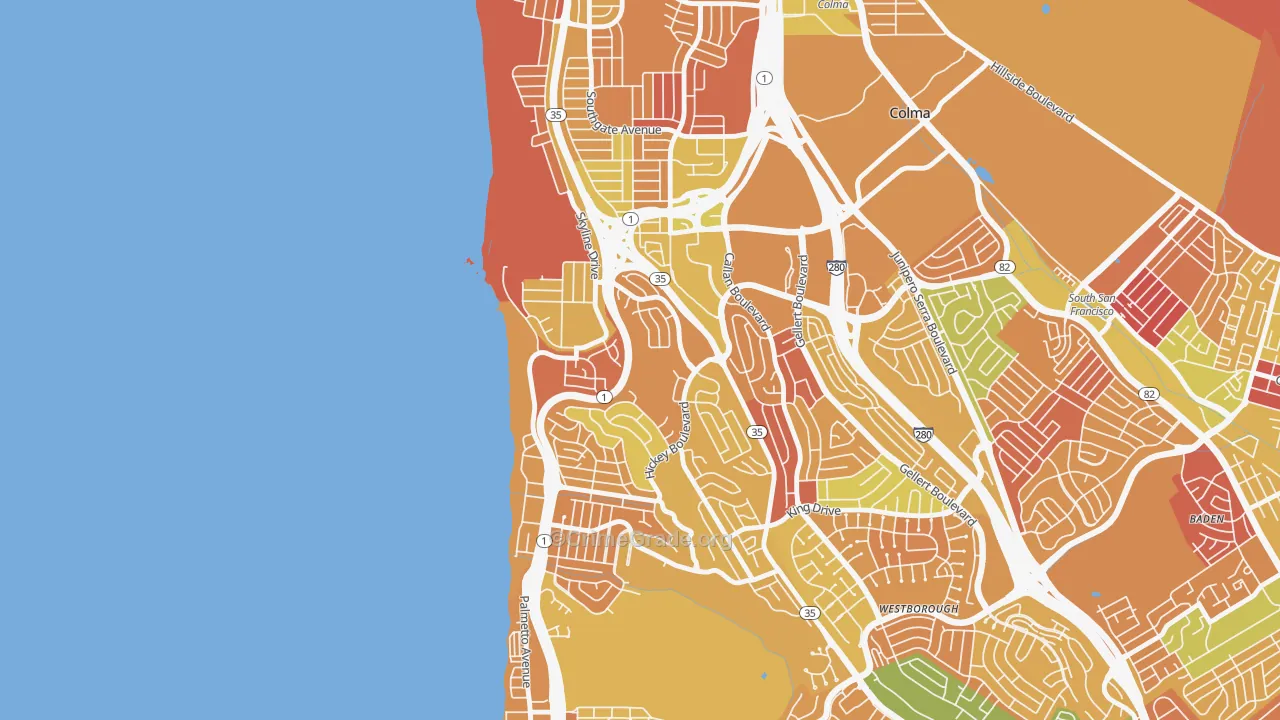 Fairmont, Pacifica, CA Map of Arson Rates