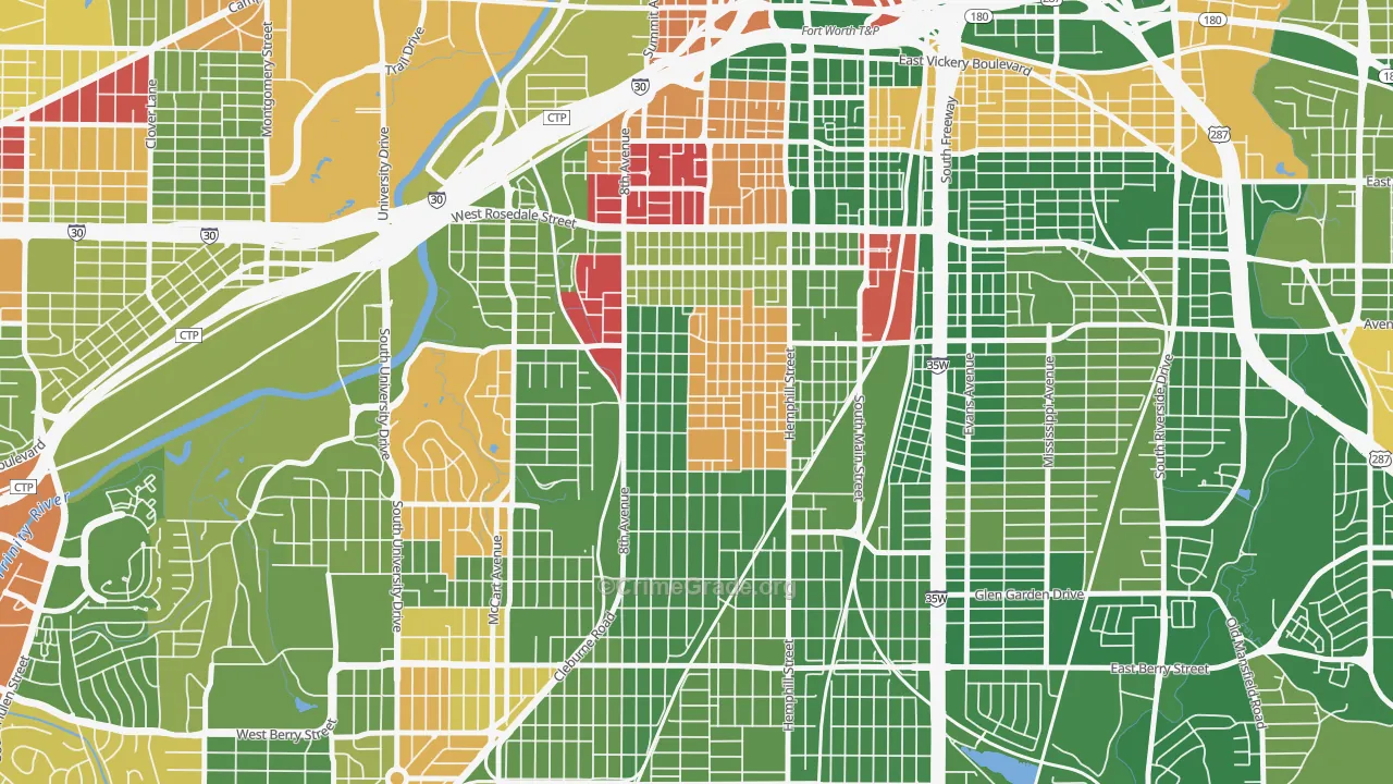 Fairmount, Fort Worth, TX Map of Arson Rates