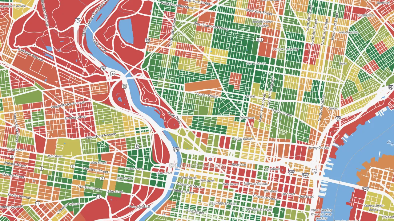 Fairmount, Philadelphia, PA Map of Arson Rates
