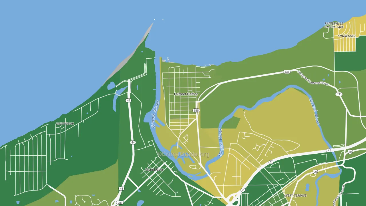 Fairport Harbor, OH Map of Arson Rates
