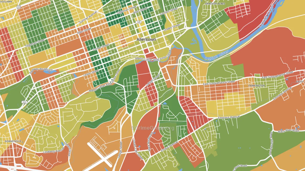 Fairview, Allentown, PA Map of Arson Rates