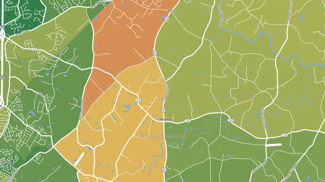 Fairview, Charlotte, NC Map of Arson Rates