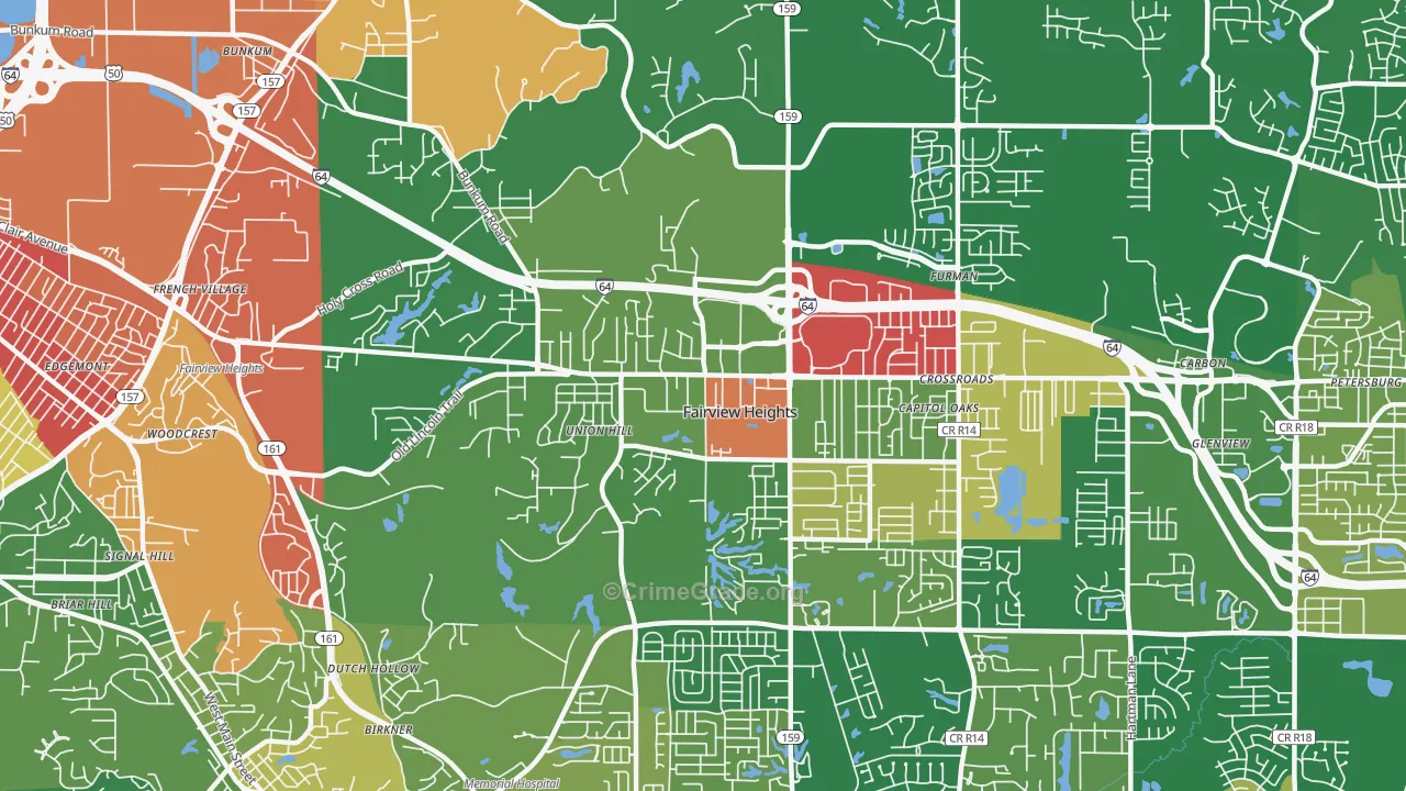Fairview Heights, IL Map of Arson Rates