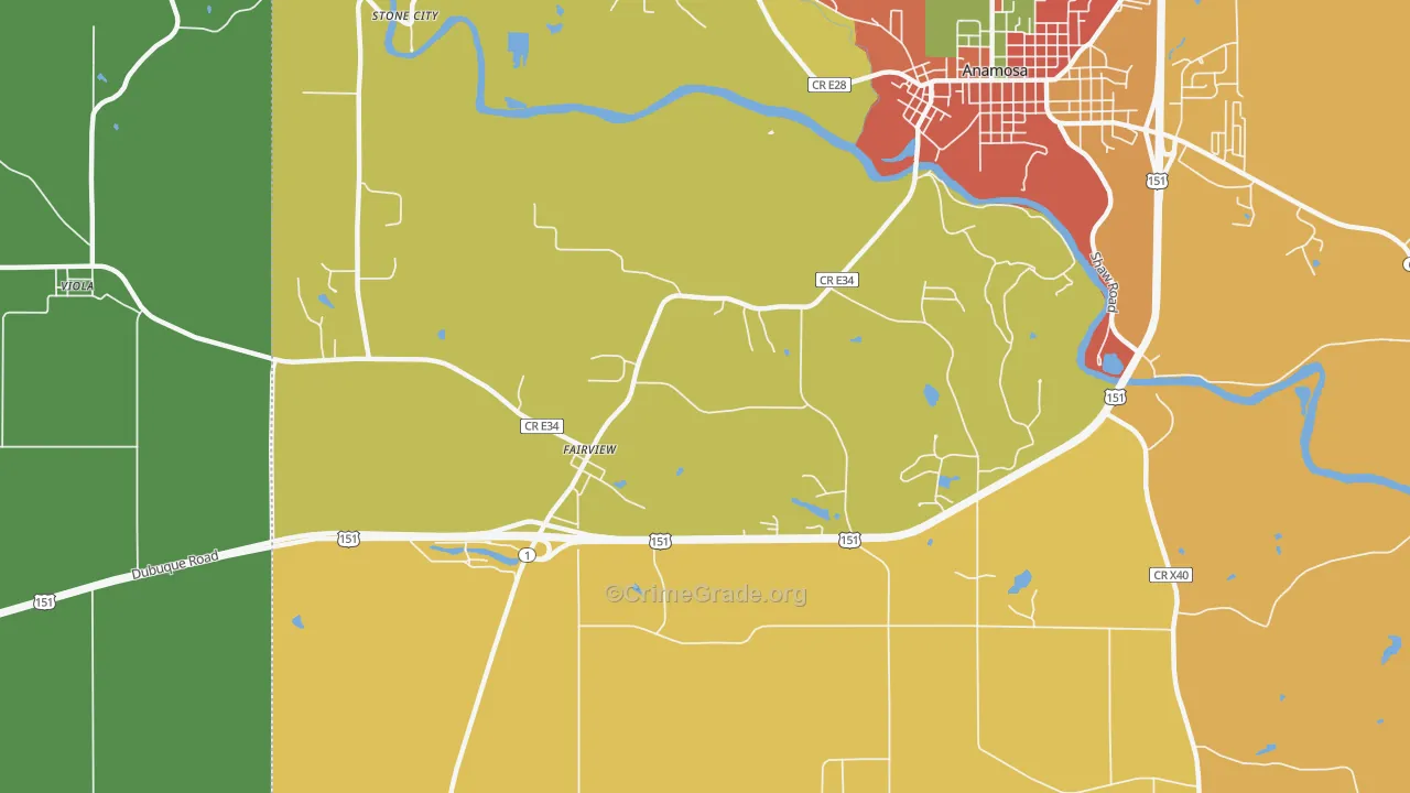 Fairview, IA Map of Arson Rates
