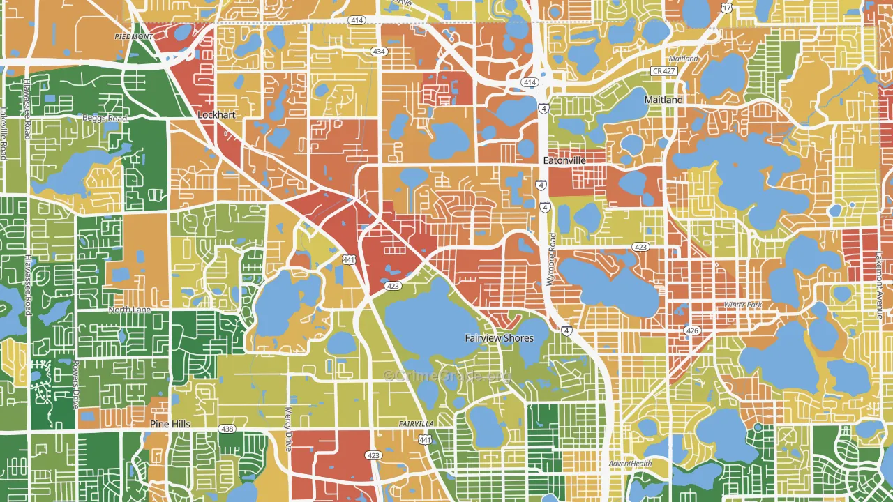 Fairview Shores, Orlando, FL Map of Arson Rates