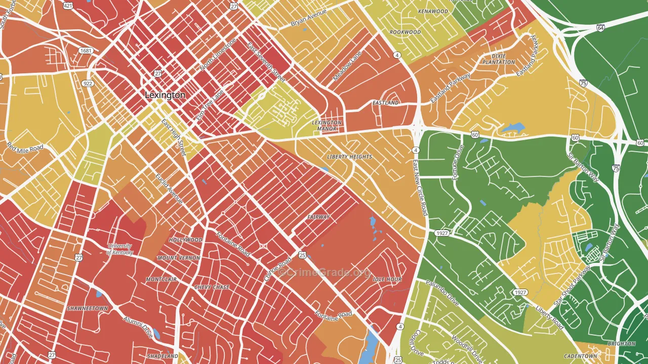 Fairway-Liberty Heights, Lexington, KY Map of Arson Rates