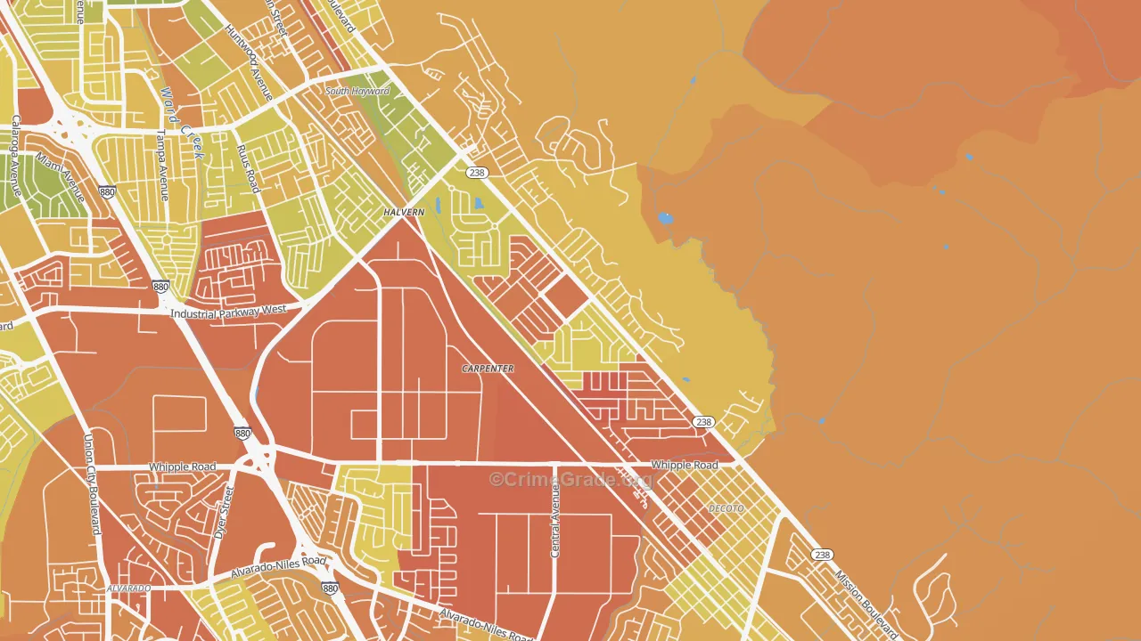 Fairway Park, Hayward, CA Map of Arson Rates