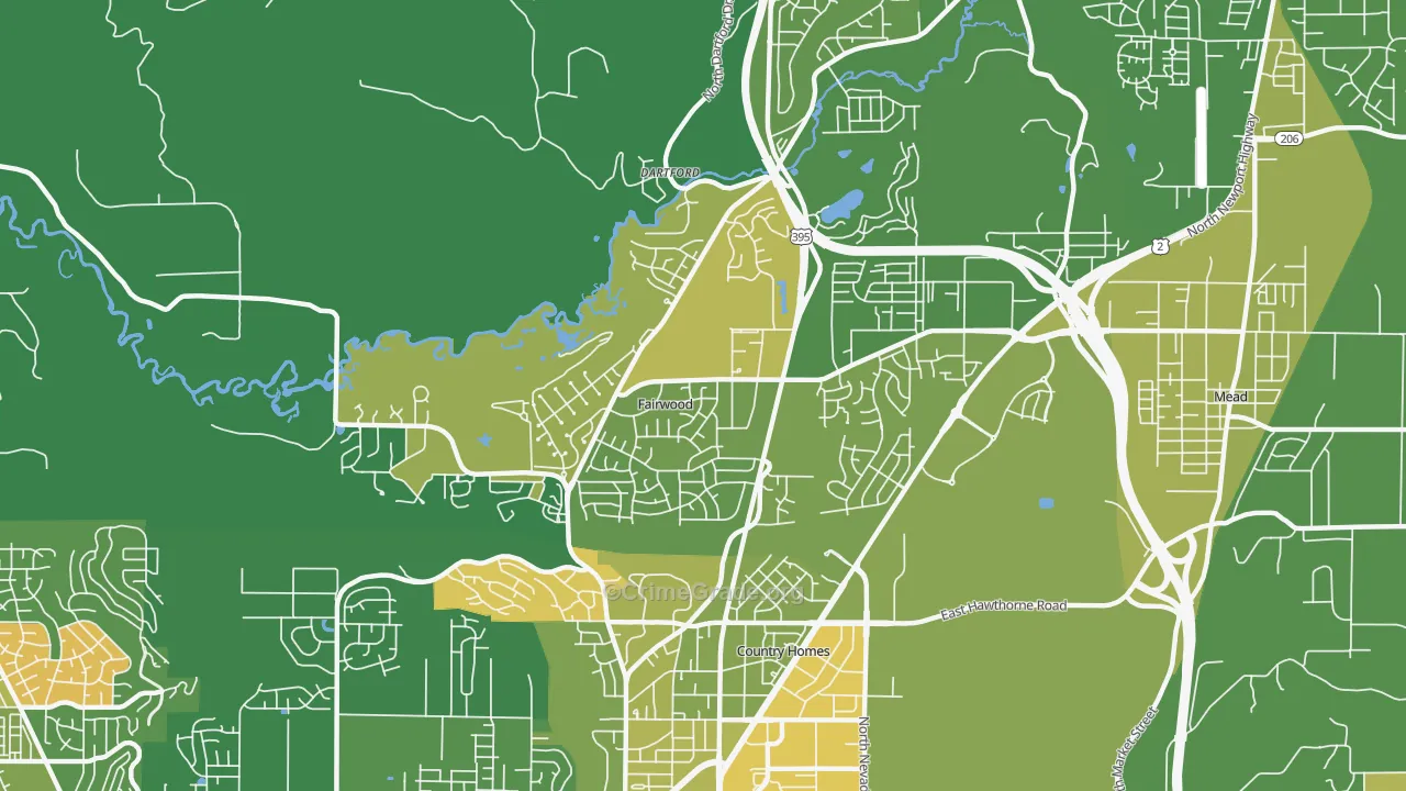 fairwood, Spokane, WA Map of Arson Rates
