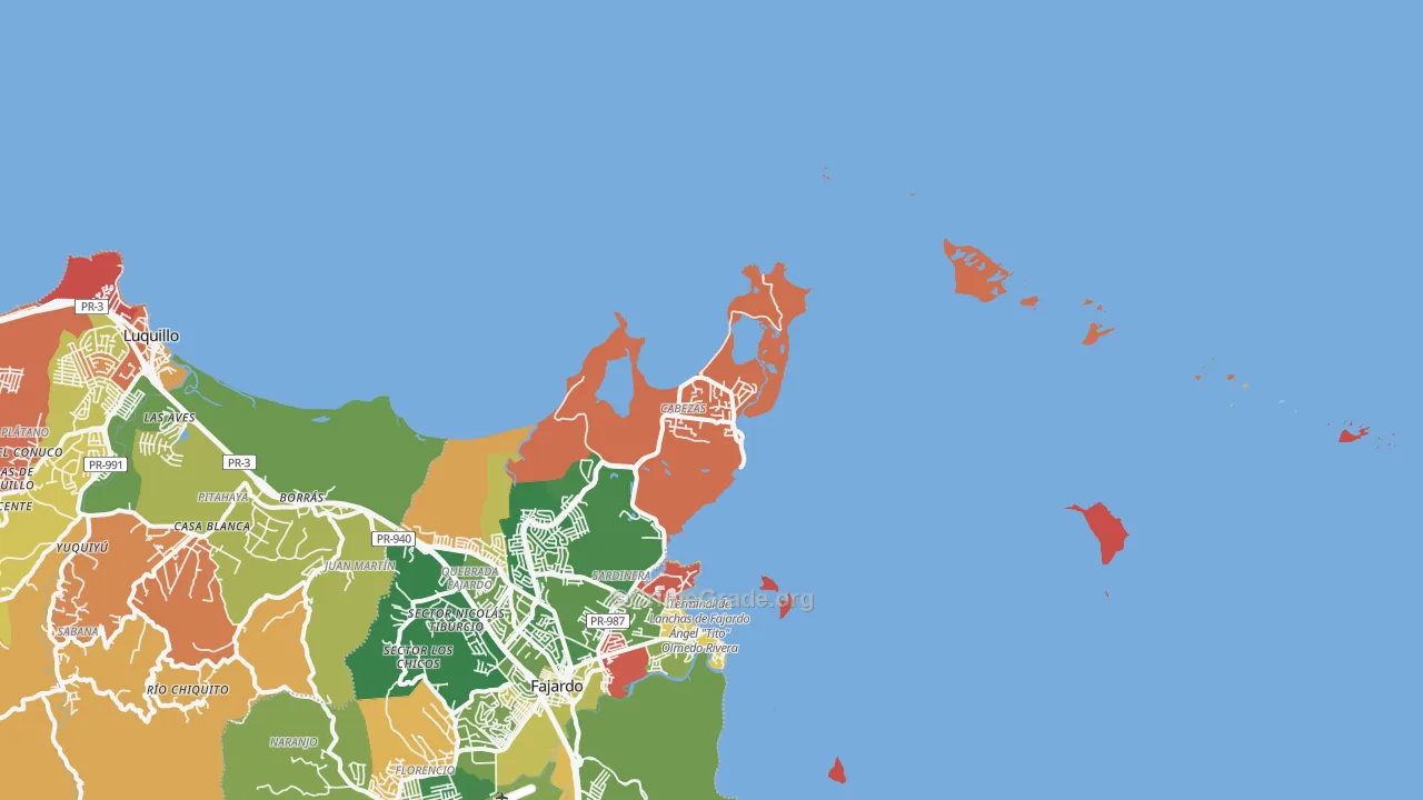 Fajardo, PR Map of Arson Rates